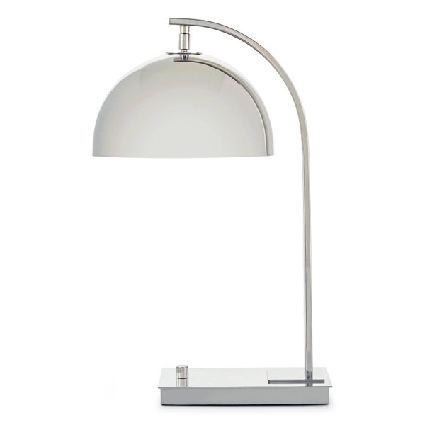 side profile of adjustable metal desk lamp finished in polished nickel